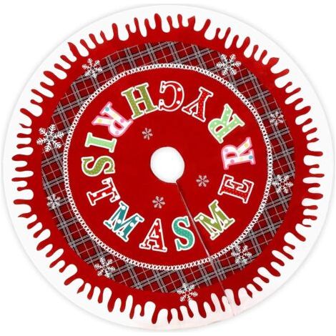 Pr Jupe de Sapin de Noël, 122cm/48“ Couverture de Sapin de Noël avec sous-Couche de Sapin à Carreaux Couverture de Sapin de Noël Couverture Ronde de Sapin de Noël (1/4)