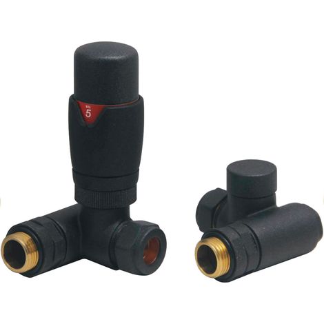 Heatwave Dual Fuel Anthracite Thermostatic Corner Radiator Valve Set