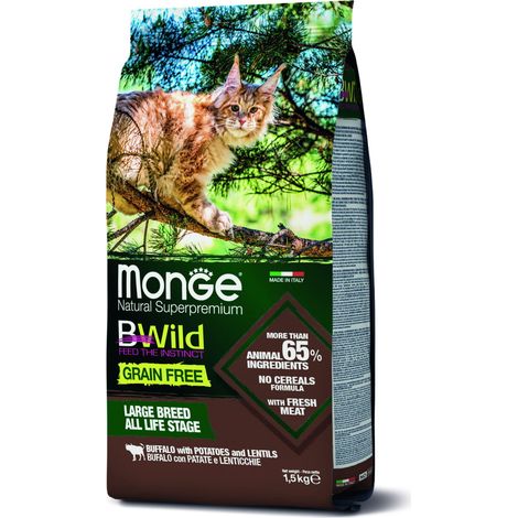 Monge BWild Cat Adulto Búfalo Grande 1,5 kg