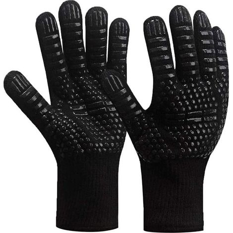 Gants de Cuisson - Résistant à la Chaleur - BBQ - Protection Thermique - Fibre d'Aramide - Noir