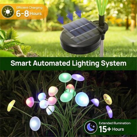 Lampes Solaires Champignon pour Jardin, Double Mode, LED, Étanches, pour Cour, Terrasse et Allée,Plastique,Comme Illustré (1/5)