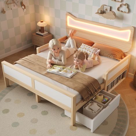 Cama dormitorio infantil con LED y almacenaje OKMYHOME (1/5)