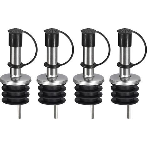 4 bouchons à vin en acier inoxydable – Bec verseur à huile d'olive avec couvercle anti-poussière, noir-AquaForge (1/5)