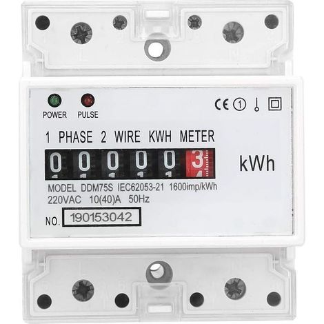 Compteur éLectrique, Compteur de Kilowattheures Watt-Heure, de Compteur de Consommation D'éNergie Monophasé de Type Rail 4P LED, 10-40A (1/4)