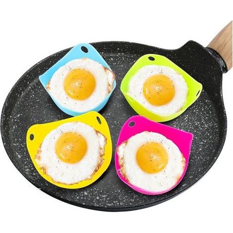 XCWTBL Pocheuse à Oeufs En Silicone Cuit Oeuf Micro Onde, 4 Cuiseurs De Cuisine Antiadhésifs Avec 1 Brosse Huile Pour Ustensiles Cuisine, Vapeur, Fours Micro-ondes, Multicolore