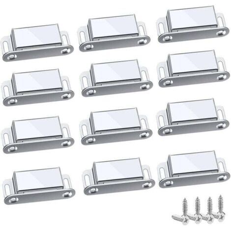 Loquet Magnetique, 12 Pièces Aimants loqueteaux magnétiques Placard Aimant Puissant Robuste Jusqu'à 6kg, Pour Tiroirs Porte de Douche Aimanté Armoire Placard, Cabinet, Meubles (45mm-12pc)-- (1/5)