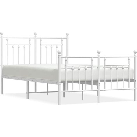 Maison Exclusive - Cadre de lit métal sans matelas et pied de lit blanc 135x190 cm (1/5)