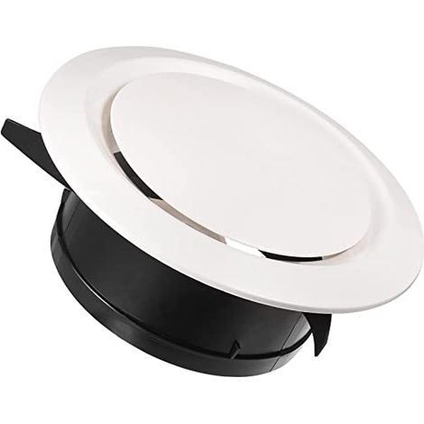 Sortie d'échappement réglable à persiennes circulaires d'aération de 5,91 pouces Hauteur de 3,23 pouces, pour ventilation de cuisine de bureau de salle de bain CVC, plastique ABS, blanc noir (1/3)