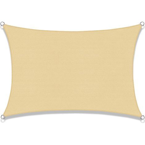 GENERIC-Toldo Vela Rectangular 3x6m Tela de Sombra Transpirable Protección UV para Patio Jardín, Terraza, Exterior, Balcón,Jane Sand (1/5)