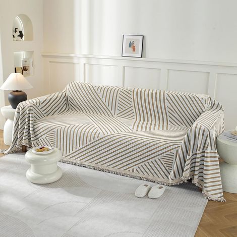 Housse De Canapé 3 Places, 180x340CM, Protection Sofa, Jete De Canape Grande Taille Épaisses, Housse Universelle Four Seasons, Décoration Intérieure, pour Le Salon, Kaki Line (1/5)