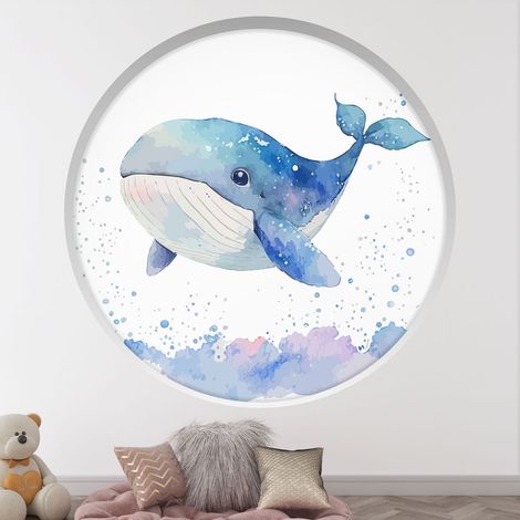 Stickers Trompe l'oeil Arche ronde Enfants - Baleine - Diamètre 60 cm (1/4)