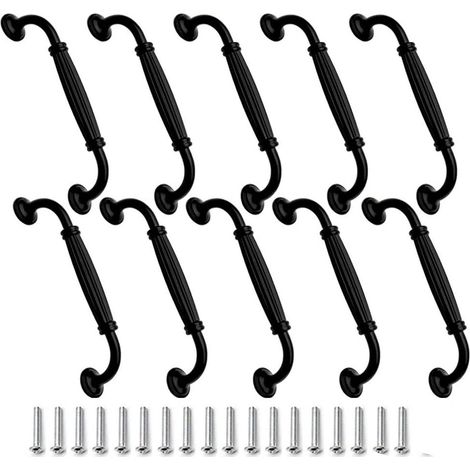 10 Stk. Möbelgriff, Schublade Türgriff 128mm, Designgriff aus Aluminium, Schwarz