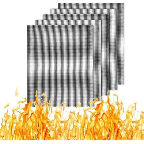 Lot de 5 tapis en maille pour barbecue, 33 x 40 cm, antiadhésifs, réutilisables, adaptés aux barbecues au charbon, au gaz et électriques, l'accessoire de cuisson parfait pour le barbecue. (1/4)