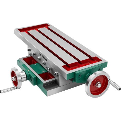 Mesa de trabajo de deslizamiento transversal compuesta, fabricada en hierro fundido robusto, control manual, 450 x 170 mm (1/2)