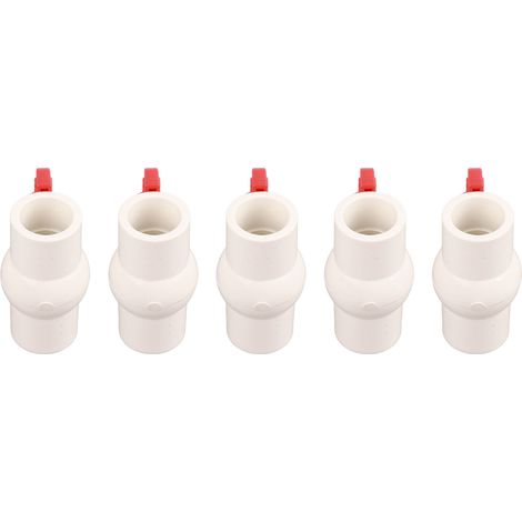 Lot de 5 vannes à billes PVC blanches avec poignée plates en T pour piscines, aquariums, arrosage, robinet manuel 25 mm (1/5)