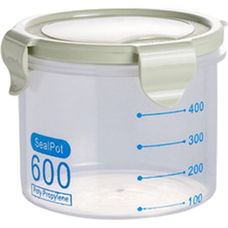 Boîte de rangement transparente en plastique avec fermeture hermétique pour aliments de cuisine, céréales, haricots, noix (600 ml, verte)