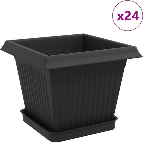 Maison Exclusive - Vasi per Piante 24 pcs Nero 20 x 20 x 16 cm Plastica