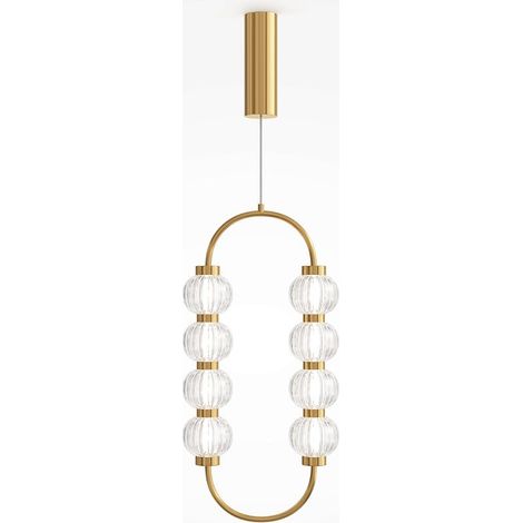 Suspension rétro verre - perles ciselées cadre doré BELLA (1/4)