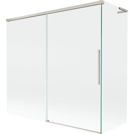 Mexen Rox L 2-flügelige, verschiebbare Badewannenabtrennung 170 + 70 x 150 cm, transparent, gebürstetes Nickel - 8C9L-170-070-9