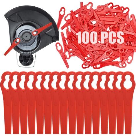 Lot de 100 lames de rechange pour coupe-bordures, 83 mm, en plastique, pour tondeuse à gazon Swift Ryobi VonHaus - Rouge (1/5)