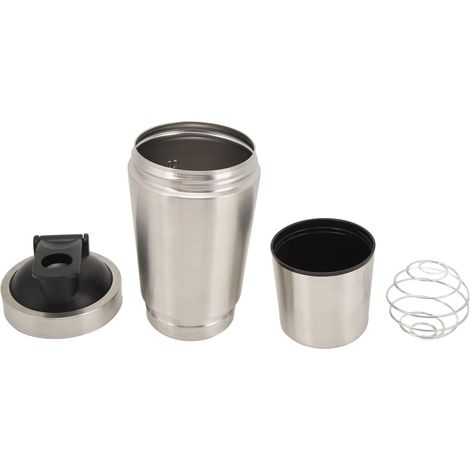 Protein-Shaker aus Edelstahl mit integrierter Waage, tragbarer Becher mit Metall-Schneebesen zum Anrühren von Pre-Workout-Mixgetränken, silberfarben, 600 ml (1/5)