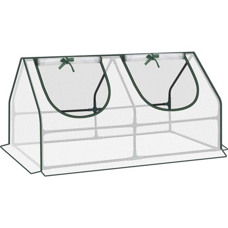 Mini invernadero de exterior para balcón 120 x 60 x 60 cm blanco acero y PE 140 g/m² (1/5)