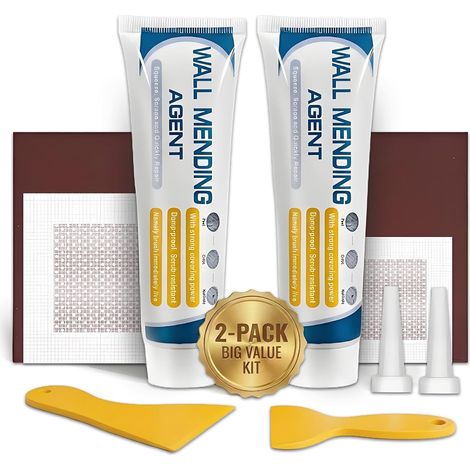 Rebouche Trou Mur Blanc,Enduit de Rbouchage Prêt à l'Emploi Pour Murale, Enduit Platre Rebouchage Pour Rayures, Trous, Fissures, Graffitis,Avec Patch, Spatule et Papier Abrasif (1/5)