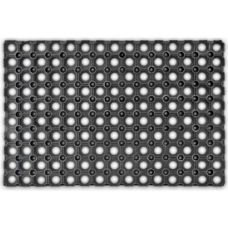 Felpudo de goma negro exterior 75 x 45 cm absorción de suciedad fácil limpieza de goma negra 130003087 (1/4)
