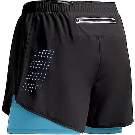 Sportshorts für Herren (2023), doppellagige Trainingsshorts, 2-in-1-Sommershorts für Strand, Joggen, Fitnessstudio und Laufen, Größen Z bis XXL, fluoreszierendes Blau