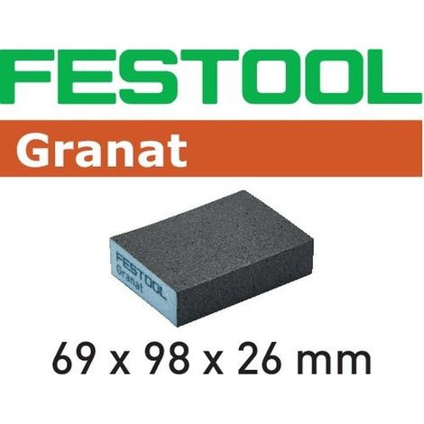 Festool – Lot de 6 éponges de ponçage Granat 69x98x26mm – Grain 220 – Pour ponçage manuel précis des chants et profils