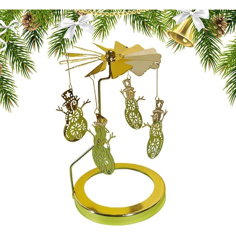 Bougeoir, Bougie, Photophore Rotatif, Bougeoir Or, Porte  bougie rotatif, Carrousel de bougies de Noël, Bougie chauffe-plat Spinnerf pour fête de Noël (1/5)
