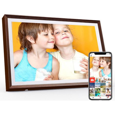 Digitaler Bilderrahmen 10,1 Zoll mit WLAN, 32 GB Speicher, IPS Touchscreen, WiFi-Fotoübertragung, elektronischer Fotorahmen in Altbronze (1/5)