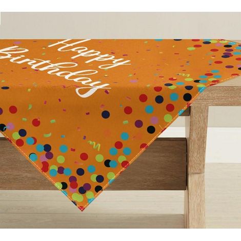 Geburtstag Tischdecke Orange Punkte 85x85 cm Quadratisch Polyester Waschbar
