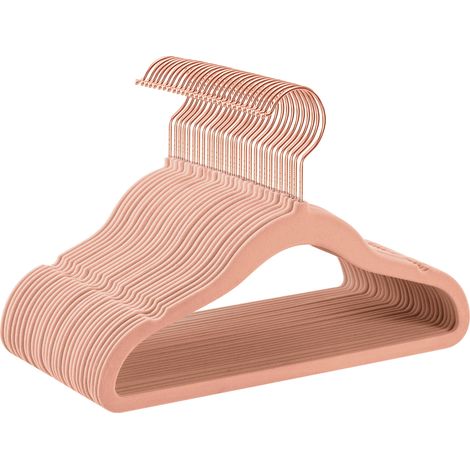 Cintres Enfants, Lot de 30, en Velours, avec Crochets Pivotants à 360° en Rose Gold, Cintres pour Vêtements, Gain de Place, Cintres Antiglisse, Rose Bonbon