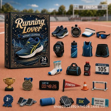Calendrier de l'Avent Sport 2026 - Boîte Surprise Calendrier de l'Avent S - 2026 Boîte Surprise Chaussures de Course Bleues - 26183CM (Épaisseur acrylique 3mm)