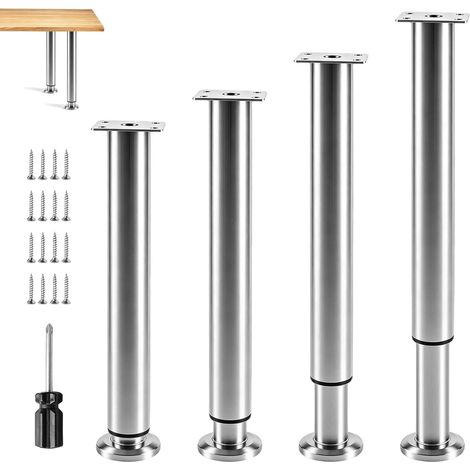 4 Pieds de Table réglables Hauteur 70 à 110cm Acier Inoxydable (1/5)