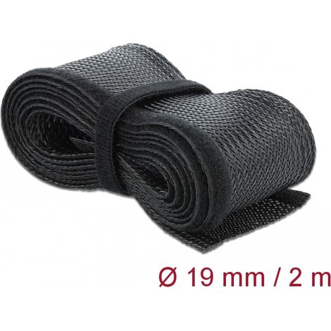 Delock Funda trenzada con cierre de gancho y lazo 2 m x 19 mm negro