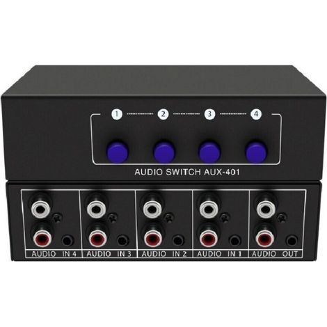 Sélecteur audio 4 entrées RCA vers 1 sortie, commutateur stéréo 3,5 mm, diviseur de signal analogique A/B