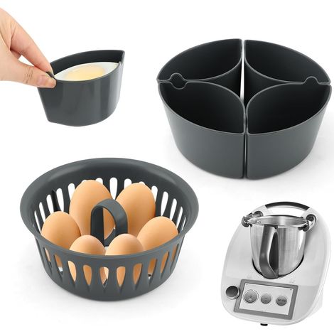 Cuiseur à œufs 2 en 1 - Compatible avec Thermomix TM5 TM6 TM31 - Accessoire pour 4 œufs pochés et 6 œufs durs - Couverture des besoins quotidiens