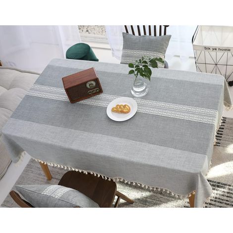 Nappe rectangulaire en coton et lin, infroissable et lavable (1/5)