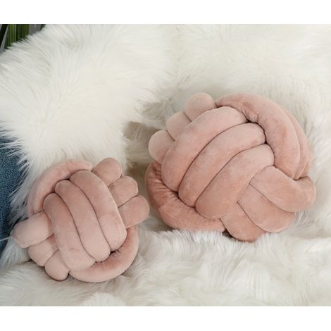 Handgewebtes Kissen aus Kristall-Samtkugeln, gefertigt aus dreisträngigem Seil. Geeignet für die Dekoration von Wohnräumen, Sofas, Autos und Büros. Mit rotem Bohnenpastenpulver. (1/4)