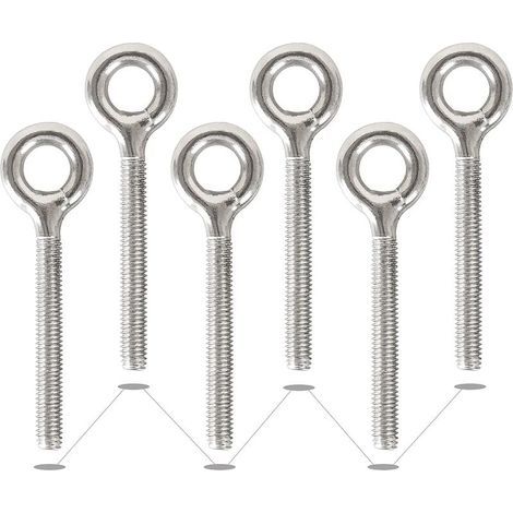 Paquete de 6 pernos de ojo cerrados soldados de acero inoxidable 304 M10 con varilla roscada, pernos de ojo resistentes a la corrosión (1/5)