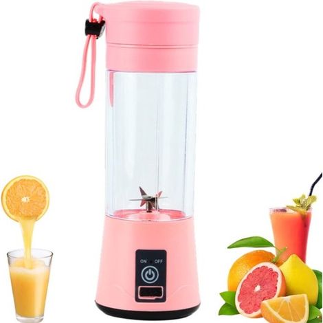 Mini spremiagrumi - Tazza per succhi - Spremiagrumi elettrico - 6 lame - Interfaccia USB - Adatto per spremere frutta e verdura - Pappe per neonati - Frullatore - Rosa - 7,57,523 cm - 380 ml - 25 W
