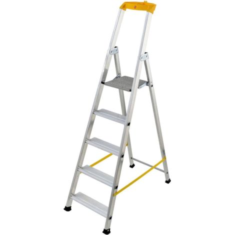 Escabeau professionnel pliable en aluminium 5 marches larges Hailo Pro Jaune (1/5)