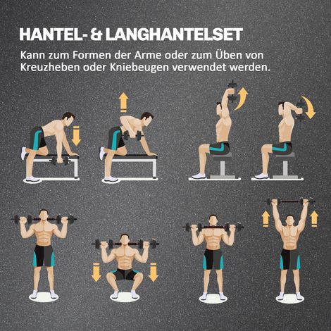 Set d'Haltères 2-en-1 15 kg, haltères réglables professionnelles pour musculation, barre longue & courte, noir. (1/5)