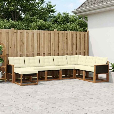 vidaXL Outdoor-Sofagarnitur mit Kissen 8 pcs Natur und Creme (1/5)