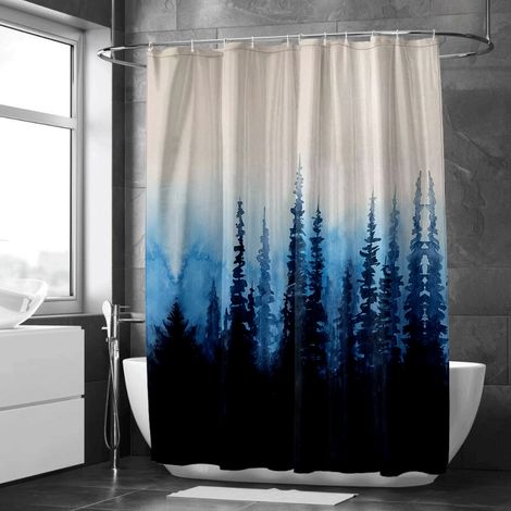 Rideau de douche motif encre nature, imperméable salle de bain, 90x180 cm