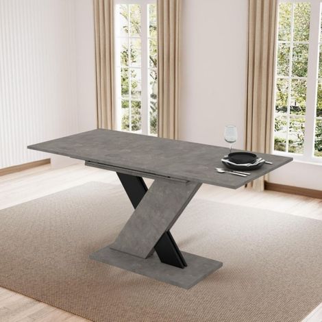 Mesa extensible color cemento con detalle negro 120x75 cm - Axi (1/5)