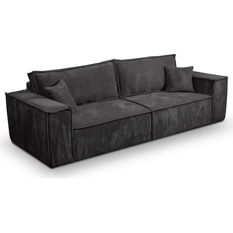 4-Sitzer Schlafsofa mit Bettkasten Isaac Cord Dunkelgrau
