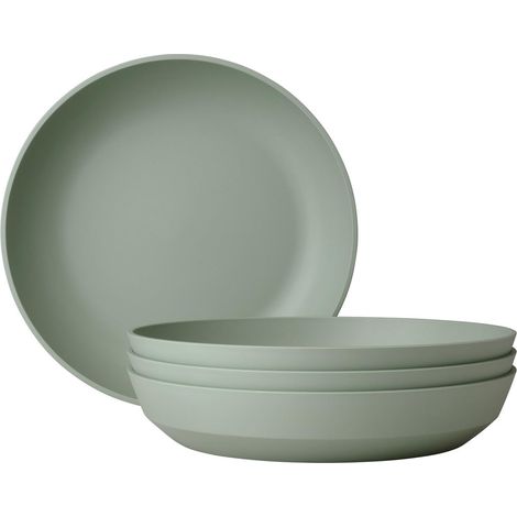 Assiette creuse 4 pièces Silueta - Lavable au lave-vaisselle et résistant au micro-ondes - Assiettes en plastique - Assiettes plates - Vaisselle - 21 cm - Nordic sage (1/5)